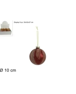 Pallina In Vetro 100 Mm Marmorizzata Rossa 1Pz