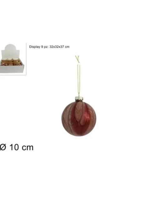 Pallina In Vetro 100 Mm Marmorizzata Rossa 1Pz