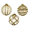 Pallina In Vetro Trasparente Con Decoro Dlitter Oro 3Ass