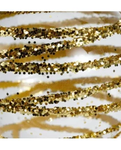 Pallina In Vetro Trasparente Con Decoro Dlitter Oro 3Ass