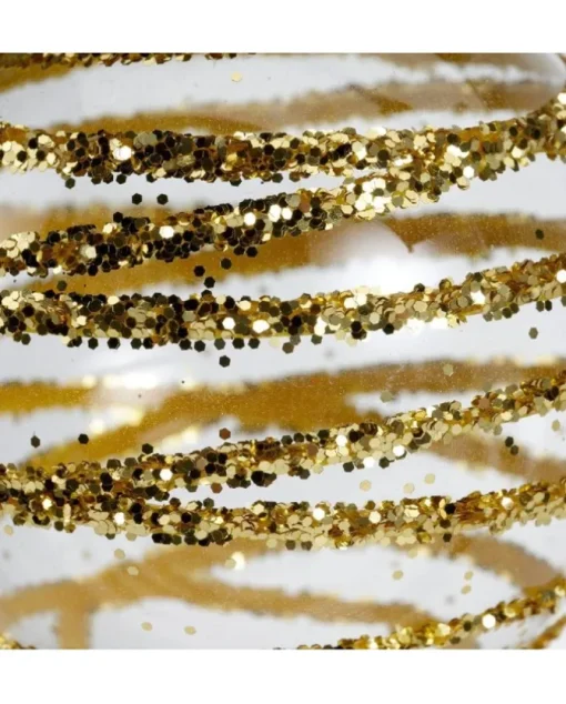Pallina In Vetro Trasparente Con Decoro Dlitter Oro 3Ass