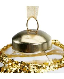 Pallina In Vetro Trasparente Con Decoro Dlitter Oro 3Ass