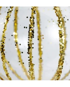 Pallina In Vetro Trasparente Con Decoro Dlitter Oro 3Ass