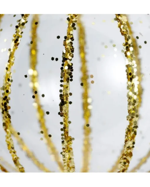 Pallina In Vetro Trasparente Con Decoro Dlitter Oro 3Ass