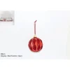 Pallina Rossa In Vetro E Velluto Con Glitter Oro Con Rombi Dia 8 Cm Cf 12Pz