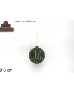 Pallina Sfera Di Vetro 8Cm Verde Opaca Per Albero Di Natale 1Pz