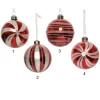 Pallina Sfera Di Vetro Con Decoro Strisce Linee Glitter Brillanti Barca 8 Cm