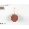 Pallina Sfera Di Vetro Con Velluto Rosa 100Mm Per Albero Di Natale