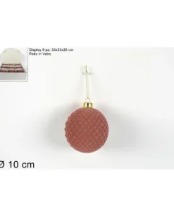 Pallina Sfera Di Vetro Con Velluto Rosa 100Mm Per Albero Di Natale