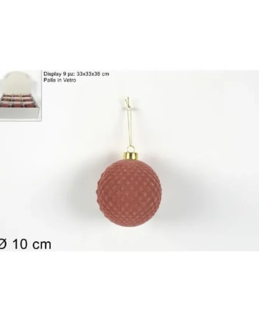 Pallina Sfera Di Vetro Con Velluto Rosa 100Mm Per Albero Di Natale