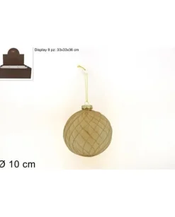 Pallina Sfera Di Vetro Decorata Oro O10Cm Per Albero Di Natale 1Pz