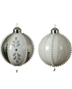 Pallina Sfera Di Vetro Decorata 80Mm 1Pz Per Albero Di Natale