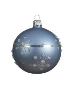 Pallina Sfera Di Vetro Decorata A Mano Blu Per Albero Di Natale