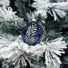 Pallina Sfera Di Vetro Decorata A Mano Blu 80Mm 1Pz Per Labero Di Natale Blu