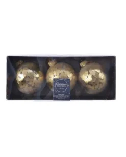 Pallina Sfera Di Vetro Decorata Con Paillettes 80Mm 3Pz Per Albero Di Natale