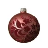 Pallina Sfera Di Vetro Decorata Rosa Con Velluto 8Cm 6Pz