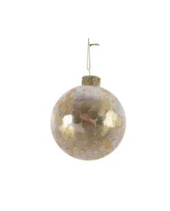 Pallina Sfera Di Vetro Decorata Con Paillettes 80Mm 3Pz Per Albero Di Natale