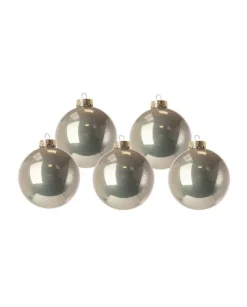 Pallina Sfera Di Vetro Liscia Platino 100Mm 12Pz Per Albero Di Natale