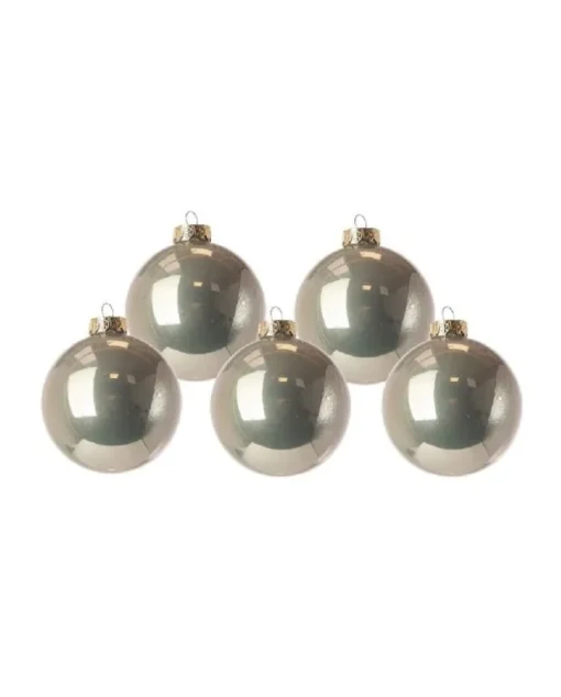 Pallina Sfera Di Vetro Liscia Platino 100Mm 12Pz Per Albero Di Natale