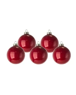 Pallina Sfera Di Vetro Liscia Rossa 60Mm 6Pz Per Albero Di Natale