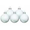 Pallina Sfera Di Vetro Liscia Bianco 80Mm 6Pz Per Albero Di Natale
