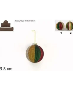 Pallina Sfera Di Vetro O8Cm Multicolor Per Albero Di Natale