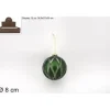 Pallina Sfera Di Vetro O8Cm Rombi Verde Per Albero Di Natale