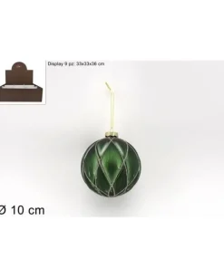 Pallina Sfera Di Vetro O10Cm Con Rombi Verde 1Pz