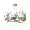 Pallina Sfera Trasparente Con Decoro Cervo Glitterato
