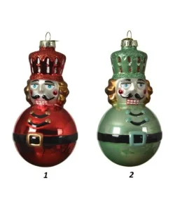 Palline Di Vetro Decorate Schiaccianoci H12Cm Per Albero Di Natale 1Pz