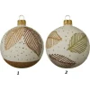 Palline Di Vetro Decorate 80Mm 2 Modelli Per Albero Di Natale 6Pz