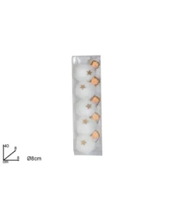 Palline Sfere Bambolina Con Pelliccia Bianca Per Albero Di Natale 8 Cm 5 Pz