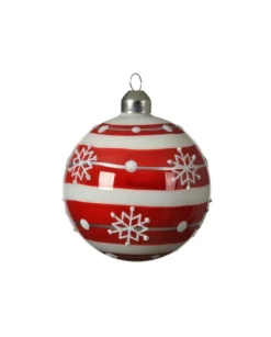 Palline Sfere Di Vetro Decorate 80Mm Per Albero Di Natale 3Pz