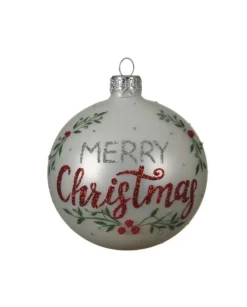 Palline Sfere Di Vetro Decorate Merry Christmas 80Mm Per Albero Di Natale
