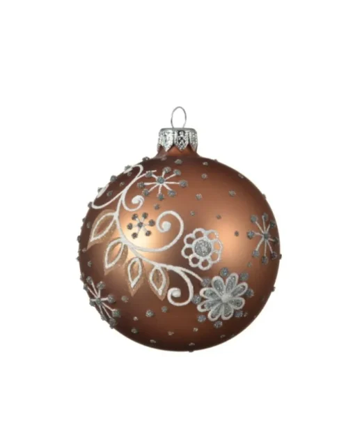 Palline Sfere Di Vetro Decorate 80Mm Per Albero Di Natale 6Pz