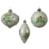 Palline Sfere Di Vetro Decorate 80Mm 3Pz Per Albero Di Natale
