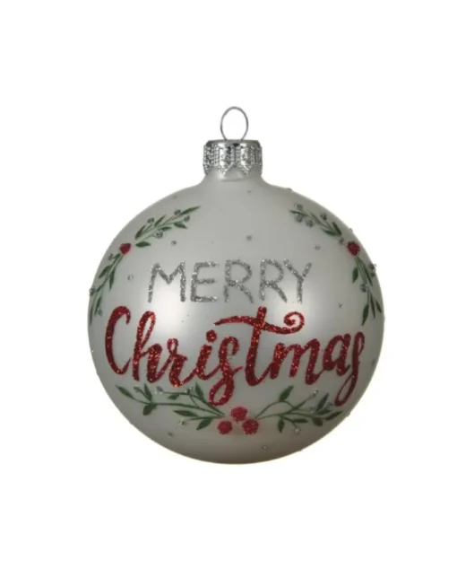 Palline Sfere Di Vetro Decorate Merry Christmas 80Mm Per Albero Di Natale