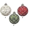 Palline Sfere Di Vetro Decorate 80Mm 3Mod 1Pz Per Albero Di Natale