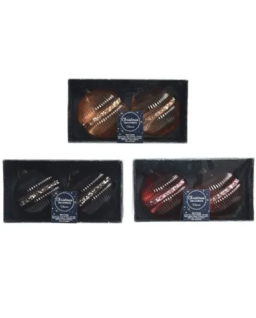 Palline Sfere Di Vetro Decorate Per Albero Di Natale 80Mm 2 Pz