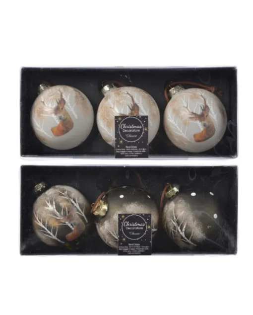Palline Sfere In Vetro Decorate 2 Colorazioni 8 Cm