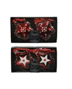 Palline Stelle Di Vetro Decorate 80Mm 2 Modelli 2Pz Per Albero Di Natale