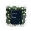 Palline Vetro Mix Lucido,Opaco Confezione Da 24 Pezzi Diametro 2.5Cm Verde Pino
