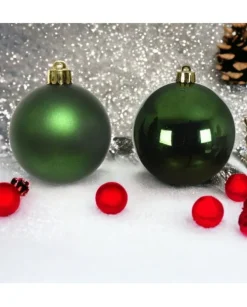 Palline Vetro Mix Lucido,Opaco Confezione Da 24 Pezzi Diametro 2.5Cm Verde Pino