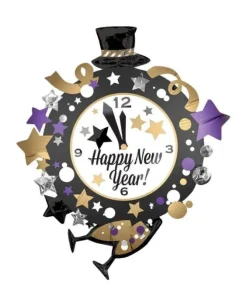 Palloncino Mylar Orologio Happy New Years 76X88Cm