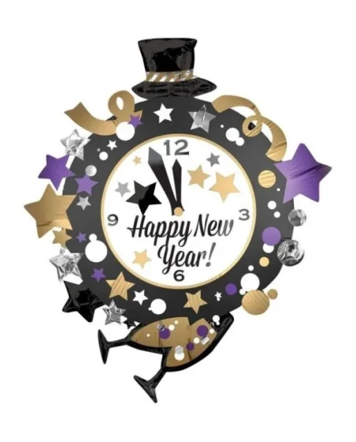 Palloncino Mylar Orologio Happy New Years 76X88Cm