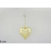 Pendente Cuore Di Vetro Rigato Oro 9Cm Per Albero Di Natalea