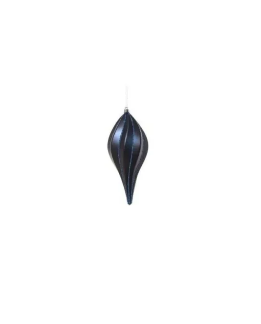 Pendente Di Vetro 20Cm Blu Per Albero Di Natale