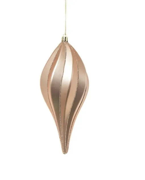 Pendente Di Vetro 20Cm Rosa Per Albero Di Natale
