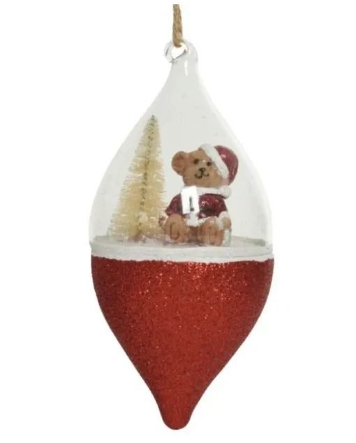 Pendente Di Vetro Decorato H15Cm Per Albero Di Natale 1Pz