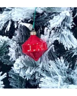 Pendente Di Vetro Rosso 80Mm 1Pz Per Albero Di Natale